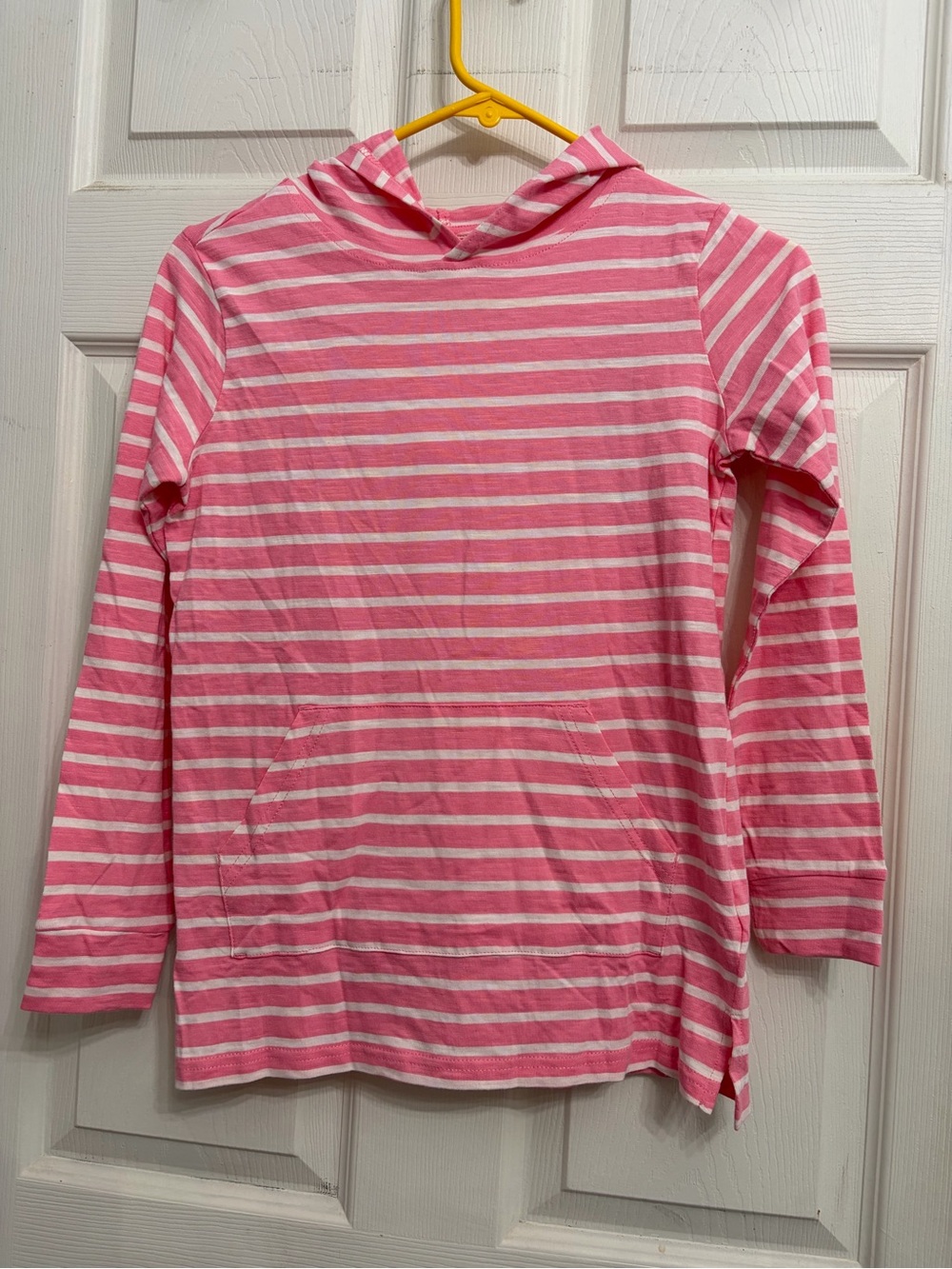 Quince Pink Striped Hooded Long-Sleeve Top for girls size 10